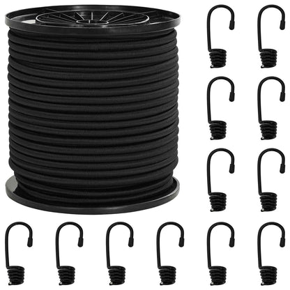 Bungee Koorden met Haken 6 mm Zwart PP en rubber