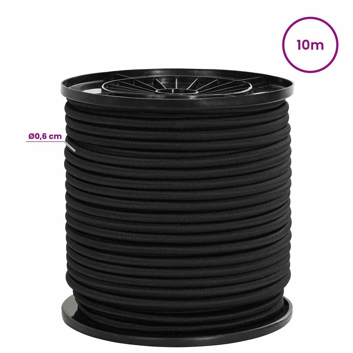 Bungee Koorden met Haken 6 mm Zwart PP en rubber