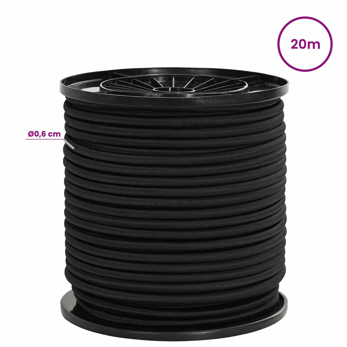 Bungee Koorden met Haken 6 mm Zwart PP en rubber