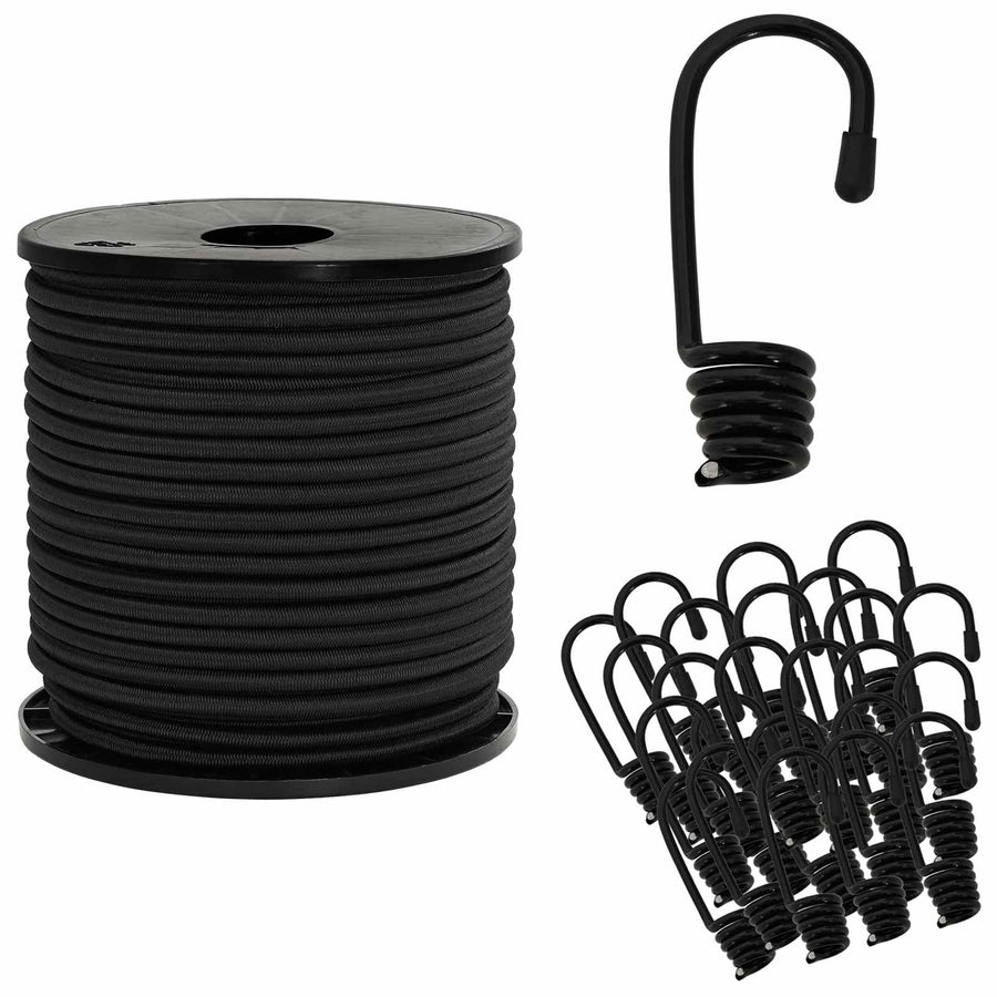 Bungee Koorden met Haken 6 mm Zwart PP en rubber