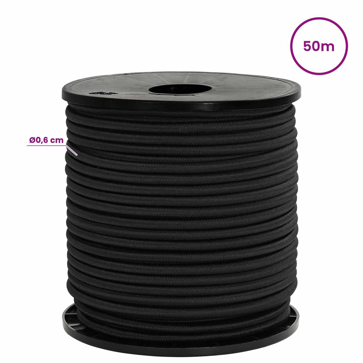 Bungee Koorden met Haken 6 mm Zwart PP en rubber