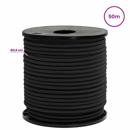 Bungee Koorden met Haken 6 mm Zwart PP en rubber