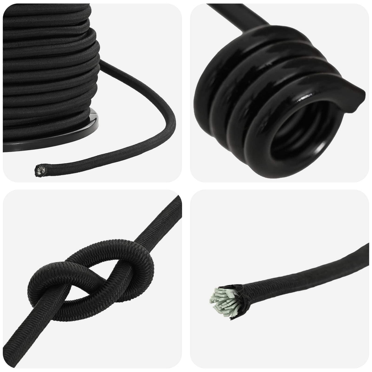 Bungee Koorden met Haken 8 mm Zwart PP en rubber