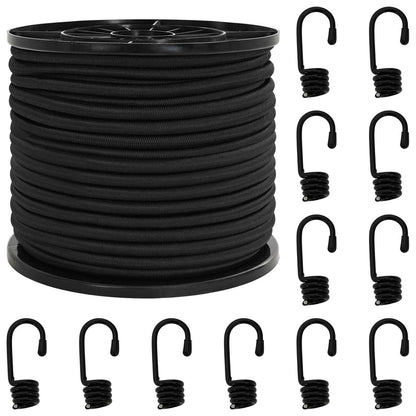 Bungee Koorden met Haken 8 mm Zwart PP en rubber