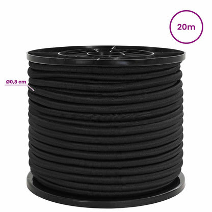 Bungee Koorden met Haken 8 mm Zwart PP en rubber
