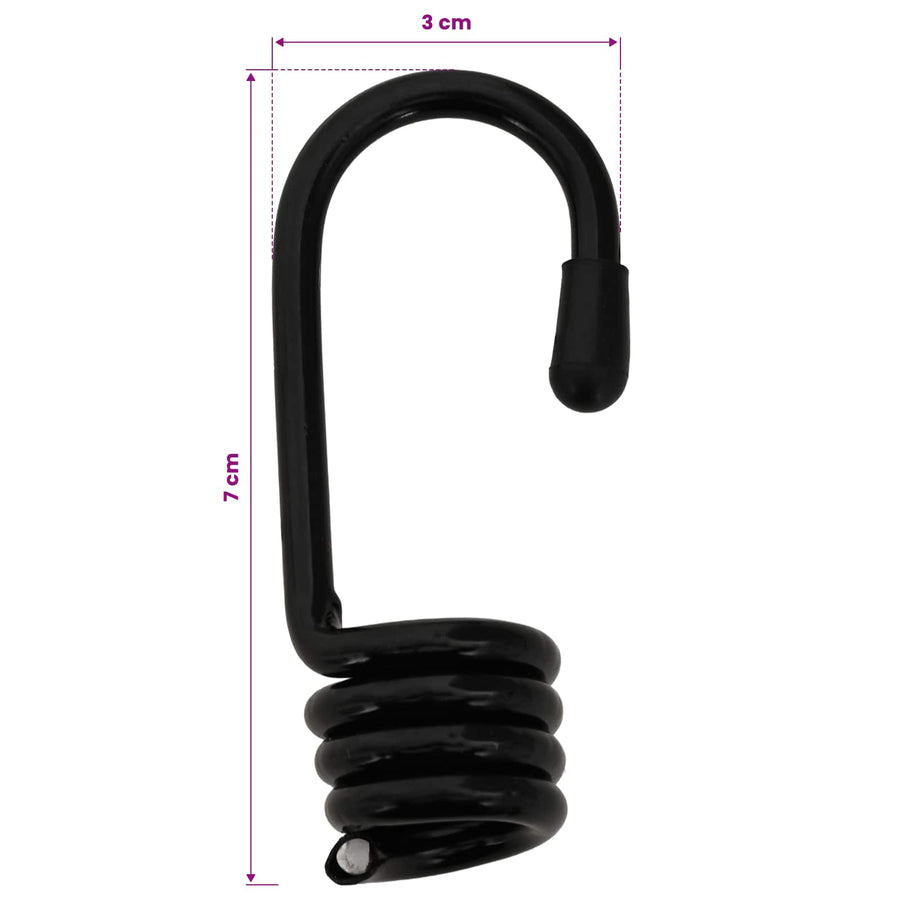 Bungee Koorden met Haken 8 mm Zwart PP en rubber
