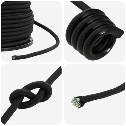 Bungee Koorden met Haken 8 mm Zwart PP en rubber