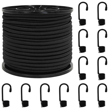 Bungee Koorden met Haken 10 mm Zwart PP en rubber