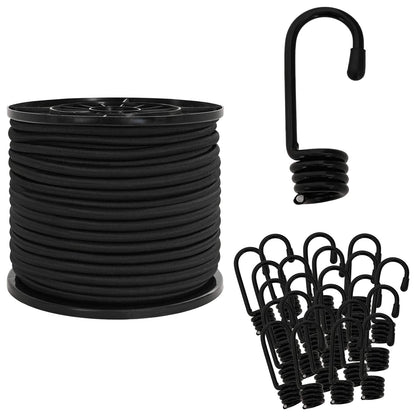 Bungee Koorden met Haken 10 mm Zwart PP en rubber
