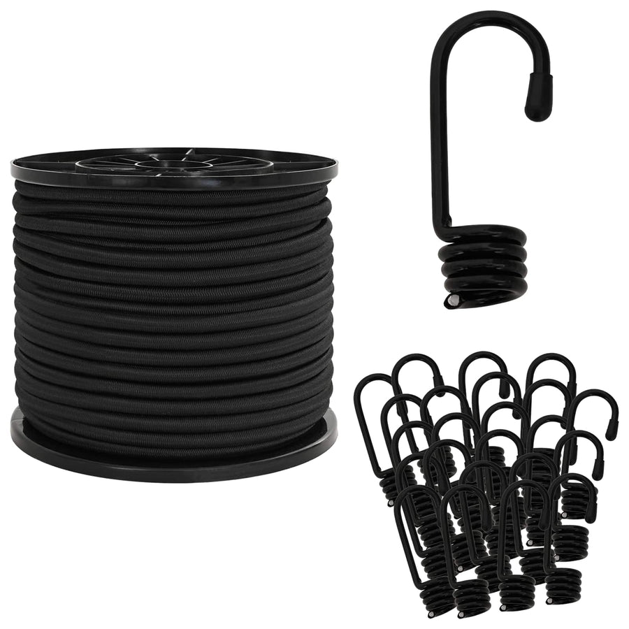 Bungee Koorden met Haken 10 mm Zwart PP en rubber