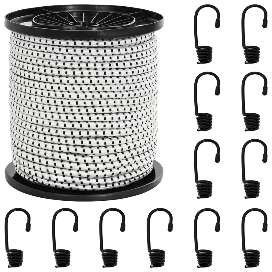 Bungee Koorden met Haken 4 mm Zwart en Wit PP en rubber