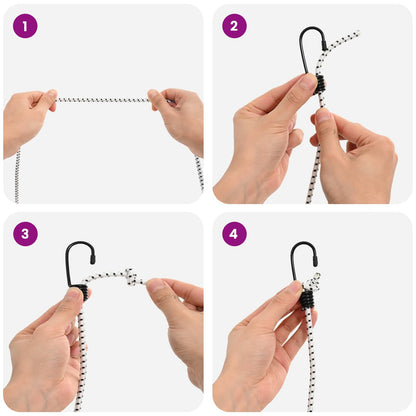 Bungee Koorden met Haken 4 mm Zwart en Wit PP en rubber