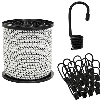 Bungee Koorden met Haken 4 mm Zwart en Wit PP en rubber
