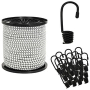 Bungee koord 4mm zwart wit met haken 50m