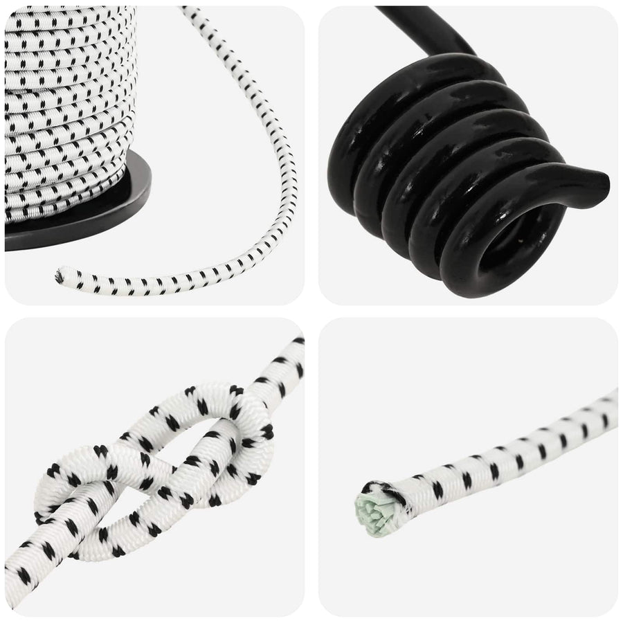 Bungee Koorden met Haken 6 mm Zwart en Wit PP en rubber