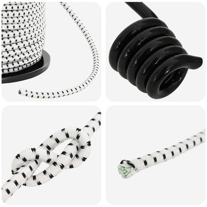 Bungee Koorden met Haken 6 mm Zwart en Wit PP en rubber