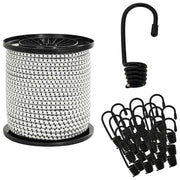Bungeekoord met haken 6 mm x 20 m zwart-wit