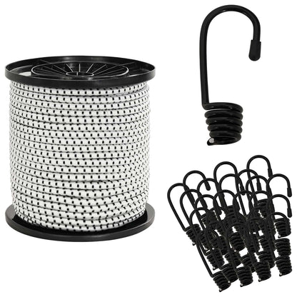 Bungee Koorden met Haken 6 mm Zwart en Wit PP en rubber