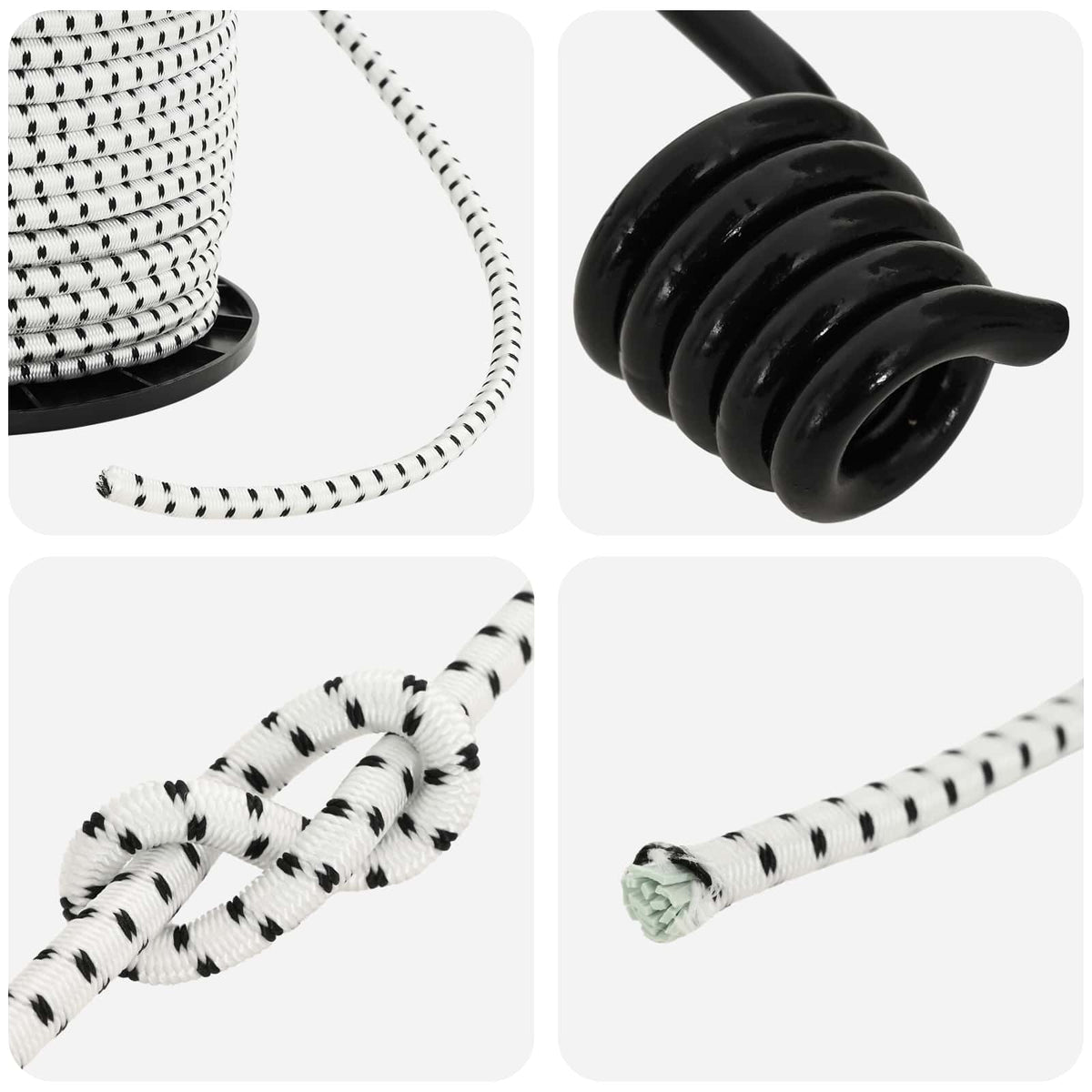 Bungee Koorden met Haken 6 mm Zwart en Wit PP en rubber