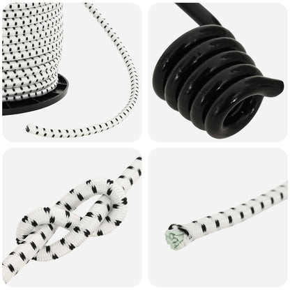 Bungee Koorden met Haken 6 mm Zwart en Wit PP en rubber