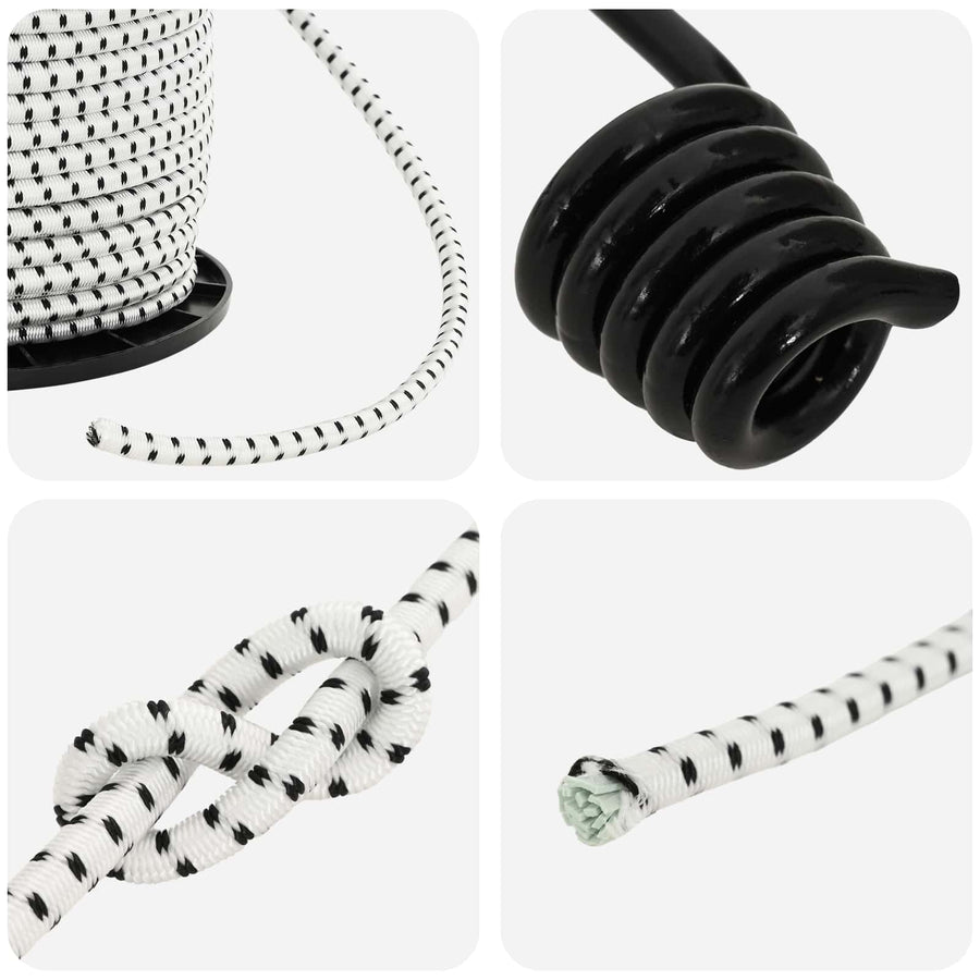 Bungee Koorden met Haken 6 mm Zwart en Wit PP en rubber