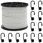 Bungee koord met haken 8 mm x 10 m zwart/wit
