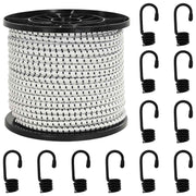 Bungee koord met haken 8 mm x 10 m zwart/wit