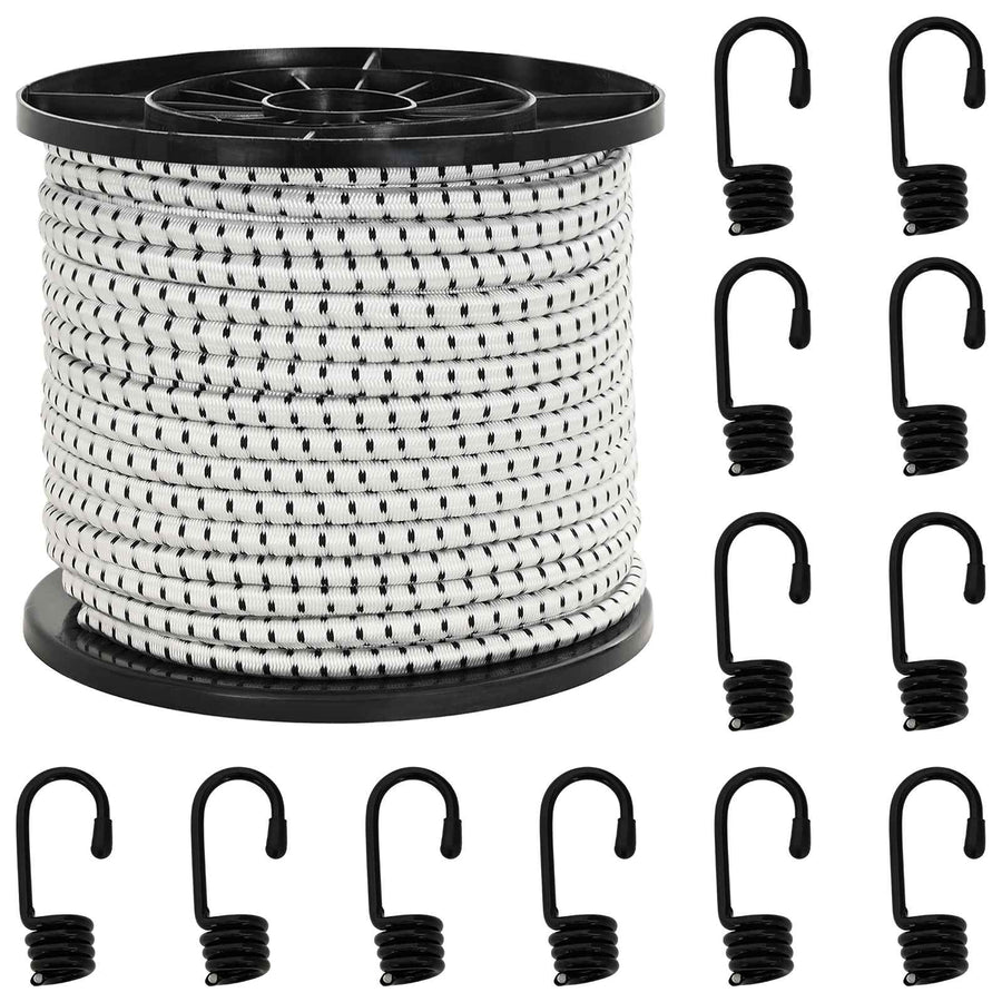 Bungee Koorden met Haken 8 mm Zwart en Wit PP en rubber