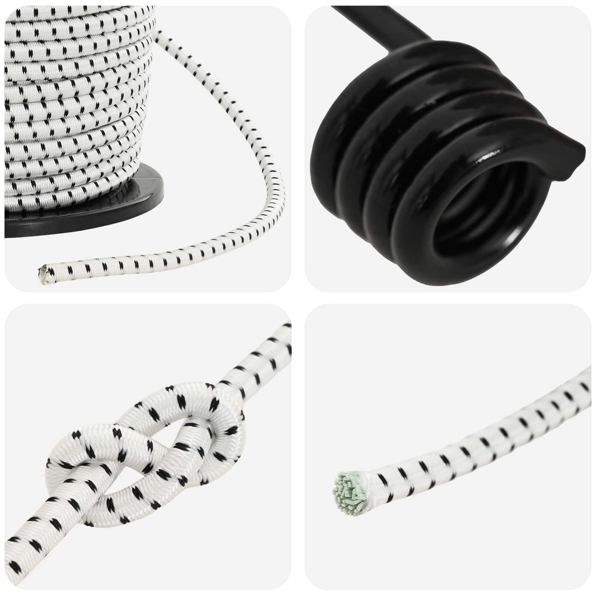 Bungee Koorden met Haken 8 mm Zwart en Wit PP en rubber