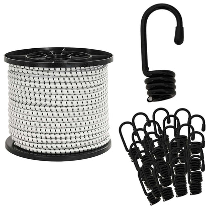Bungee Koorden met Haken 8 mm Zwart en Wit PP en rubber