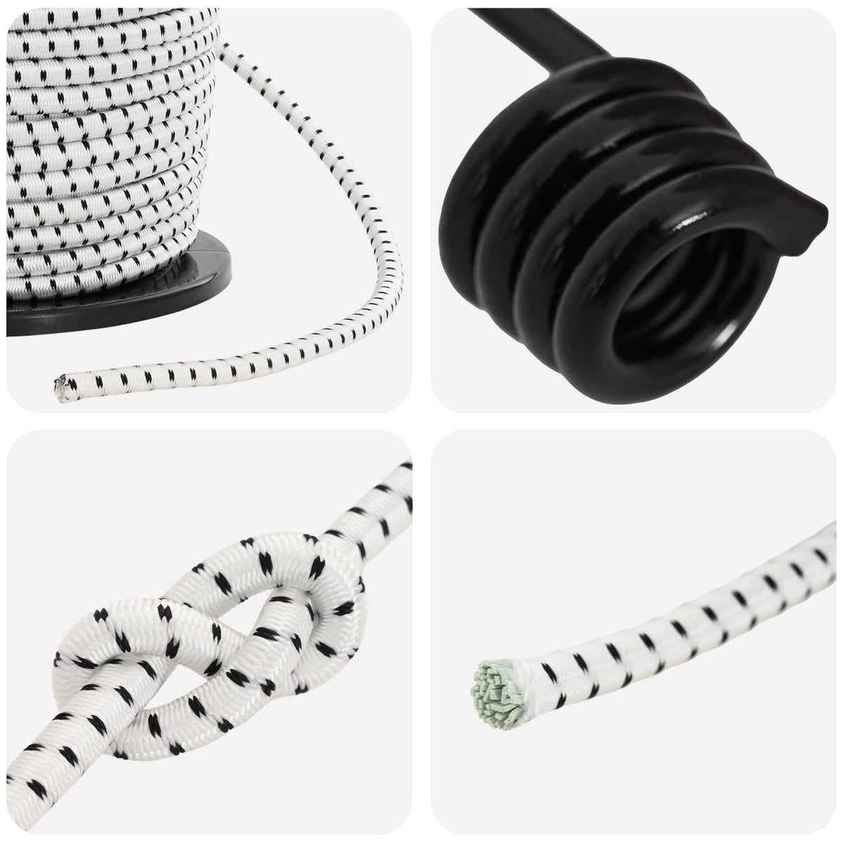 Bungee Koorden met Haken 10 mm Zwart en Wit PP en rubber