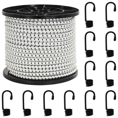 Bungee Koorden met Haken 10 mm Zwart en Wit PP en rubber