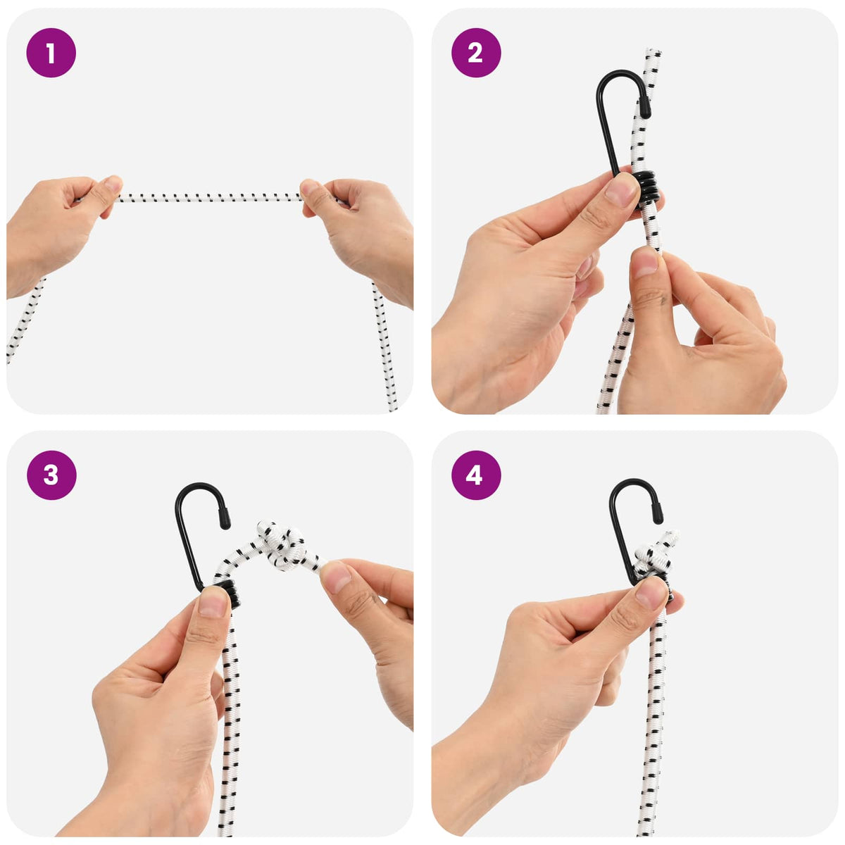 Bungee Koorden met Haken 10 mm Zwart en Wit PP en rubber