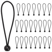 Bungee Koorden met Ballen 24 st Zwart 4 mm x 22 cm