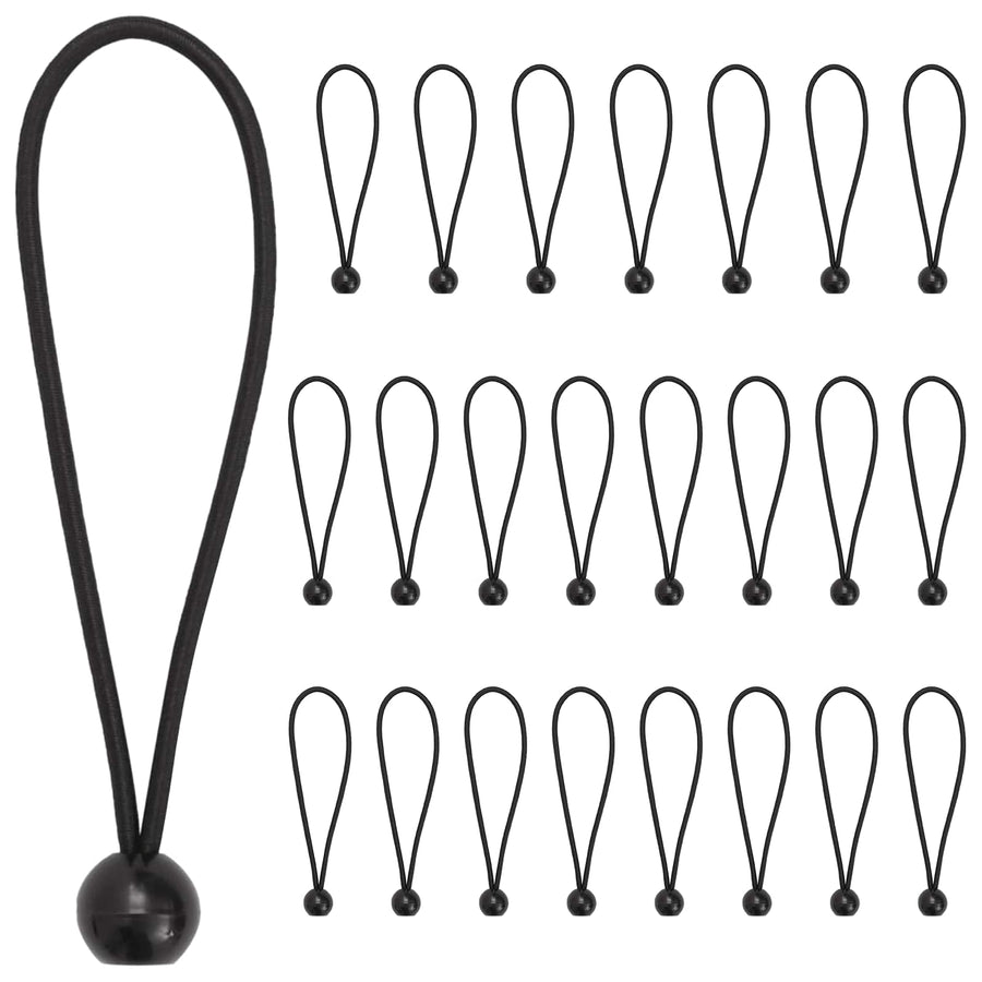Bungee Koorden met Ballen 24 st Zwart 4 mm x 22 cm