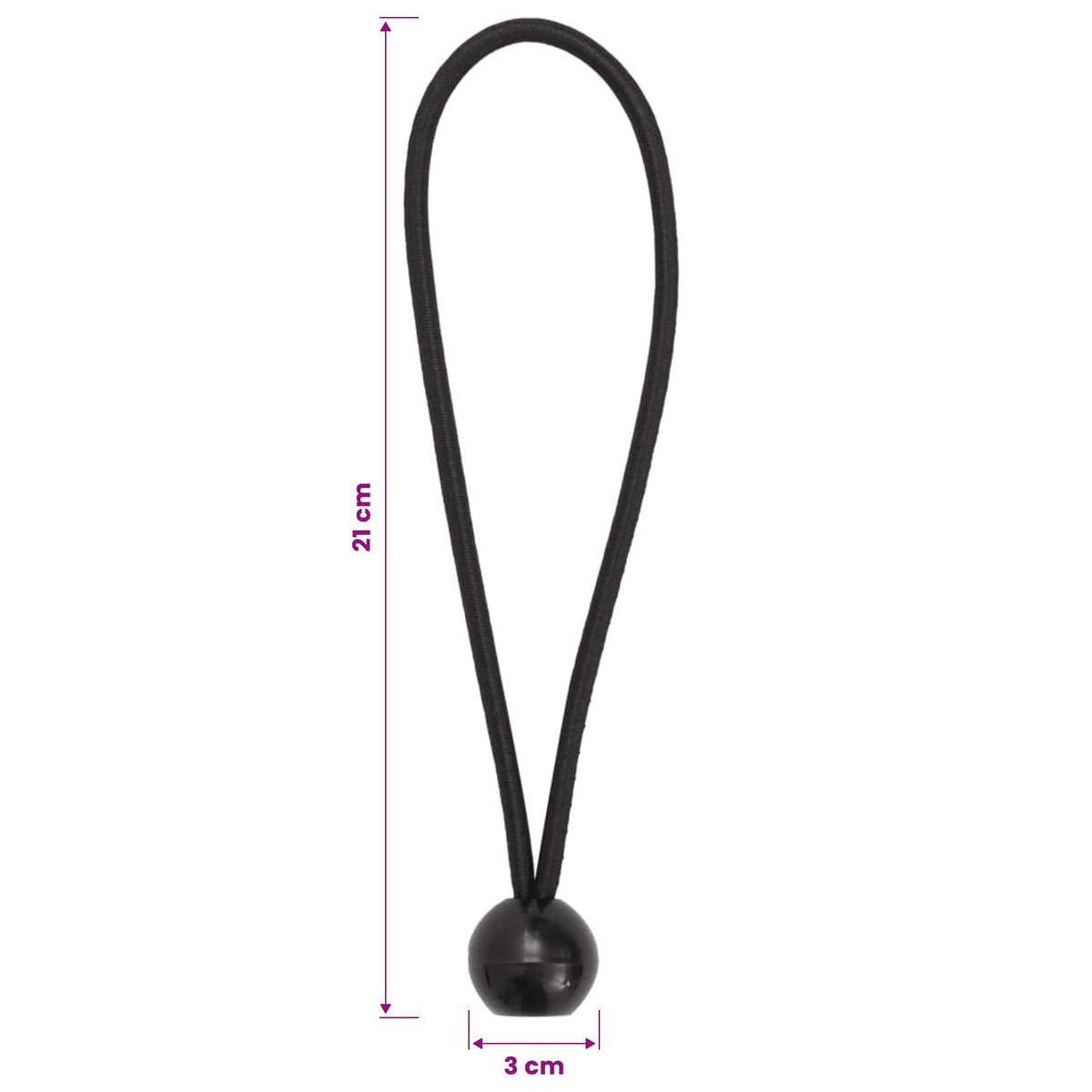 Bungee Koorden met Ballen 24 st Zwart 4 mm x 22 cm