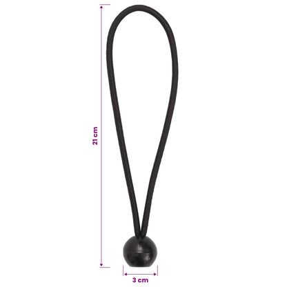 Bungee Koorden met Ballen 24 st Zwart 4 mm x 22 cm