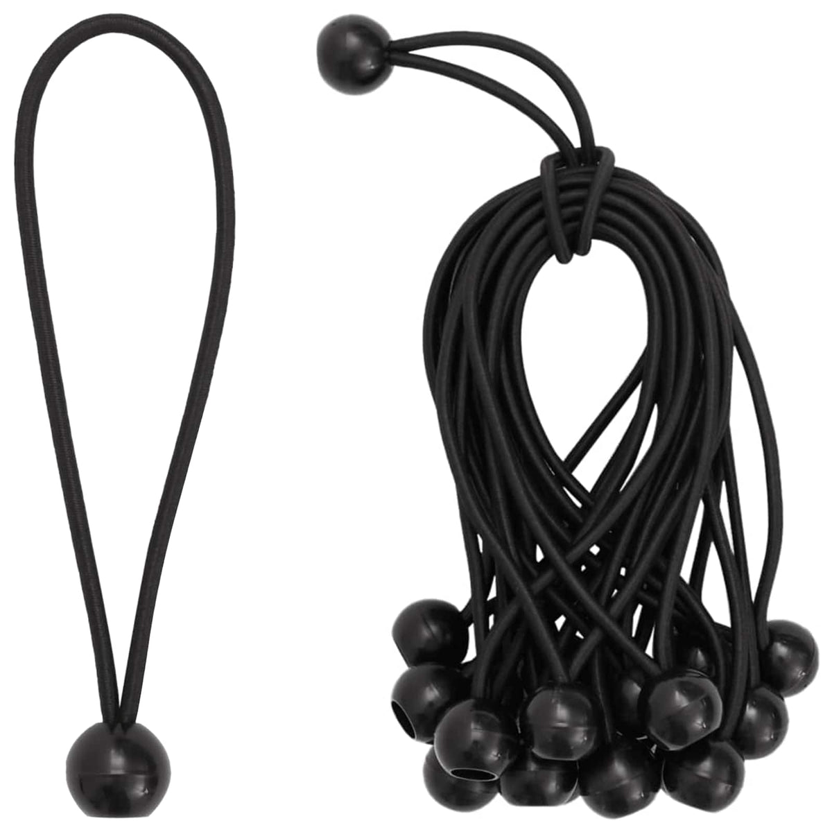 Bungee Koorden met Ballen 100 st Zwart 4 mm x 22 cm