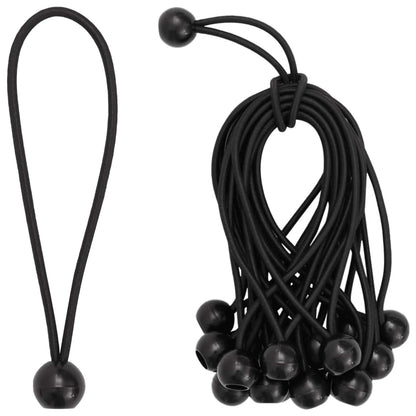 Bungee Koorden met Ballen 100 st Zwart 4 mm x 22 cm