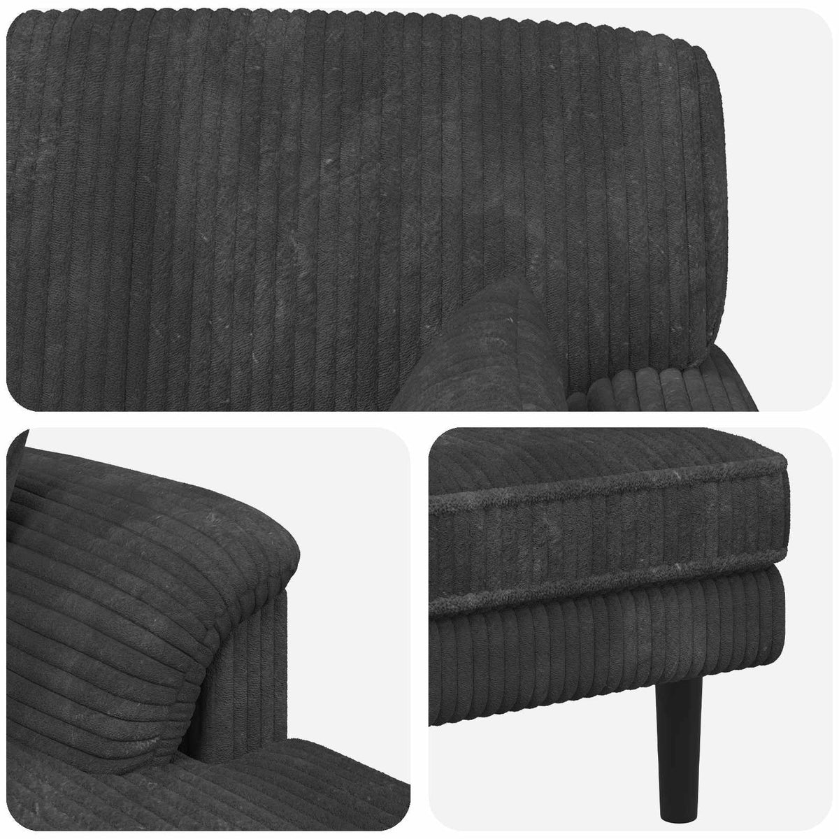 Chaise longue Donkergrijs Katoenen stof