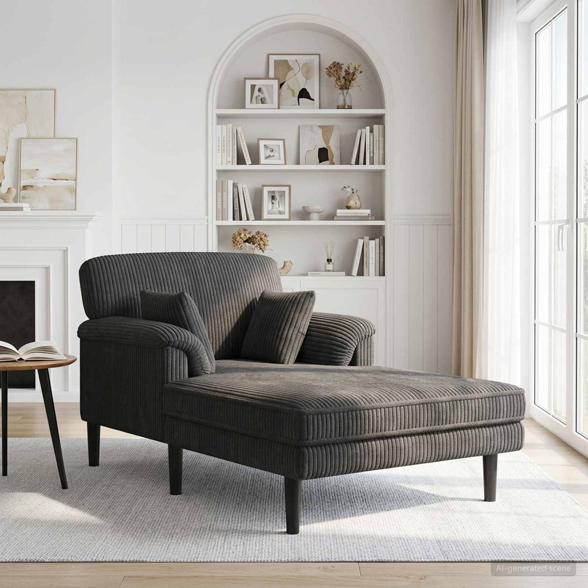 Chaise longue Donkergrijs Katoenen stof