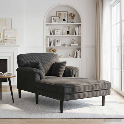 Chaise longue Donkergrijs Katoenen stof