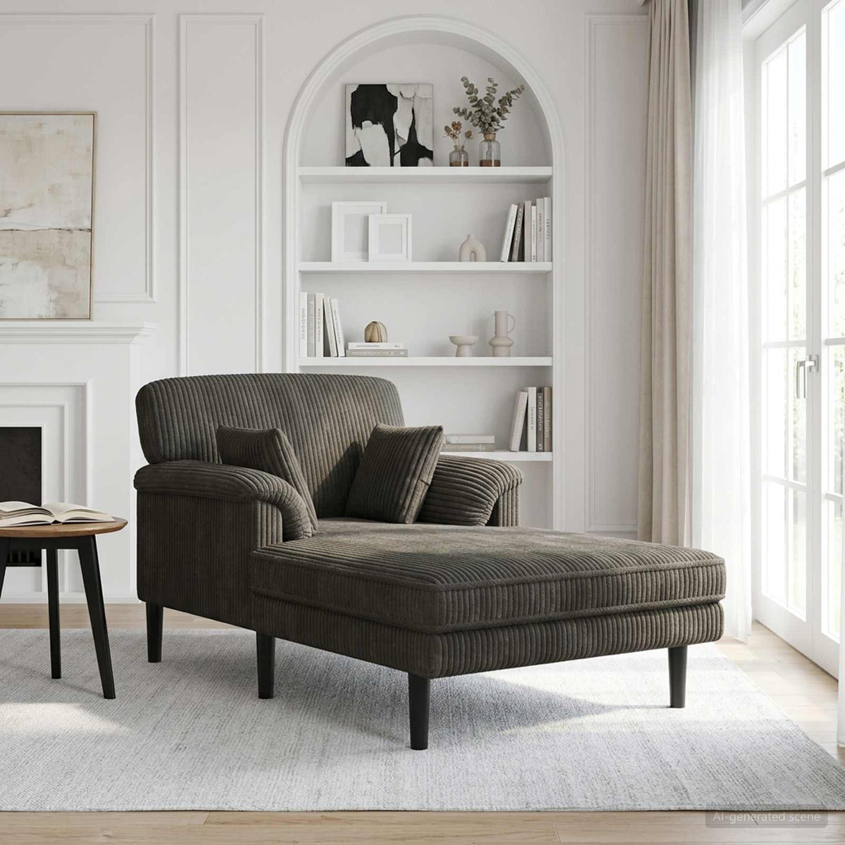 Chaise longue Antraciet Katoenen stof