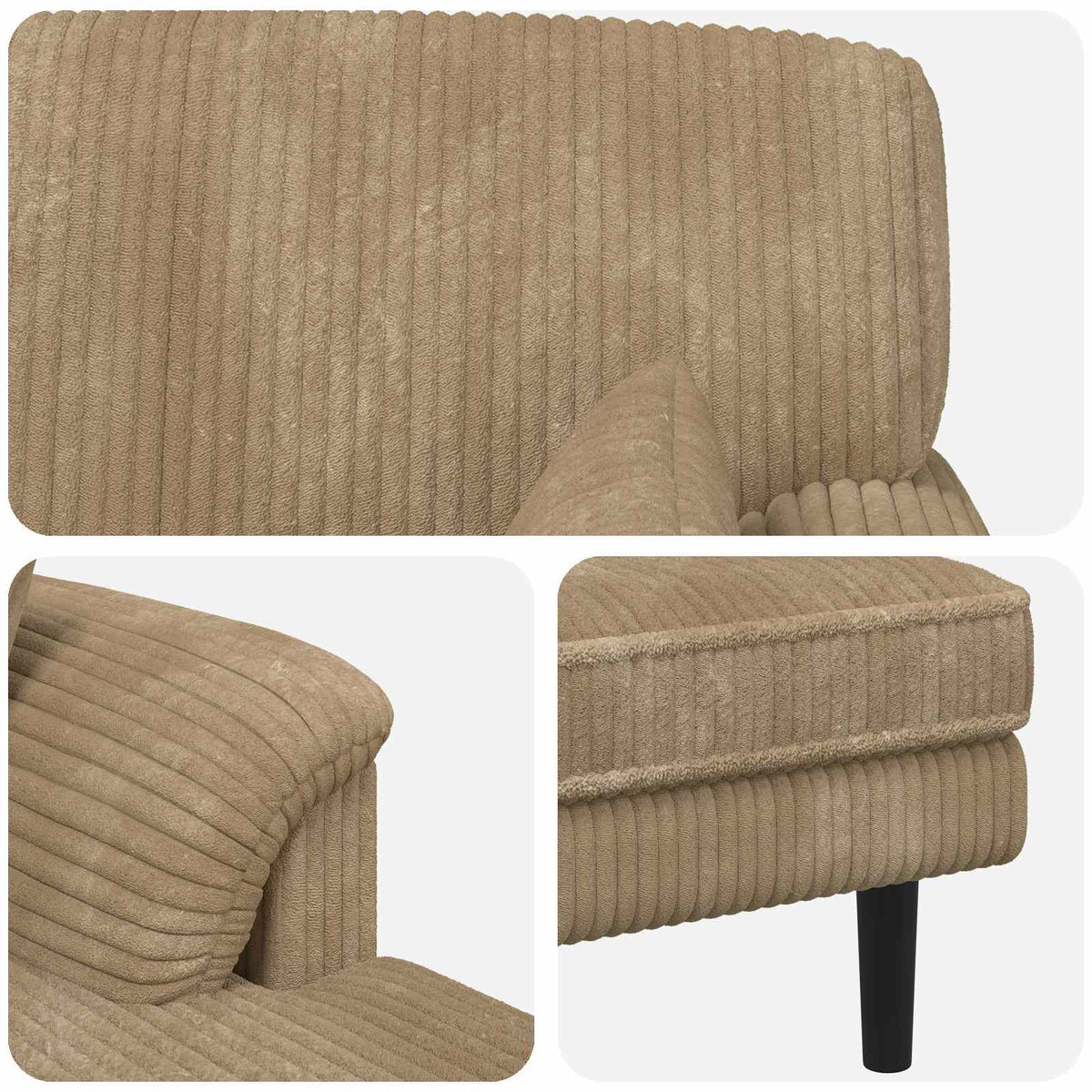 Chaise longue Taupe Katoenen stof