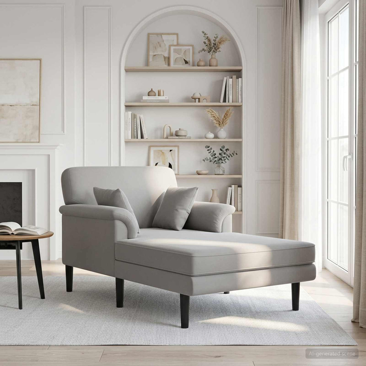 Chaise longue Lichtgrijs fluweel