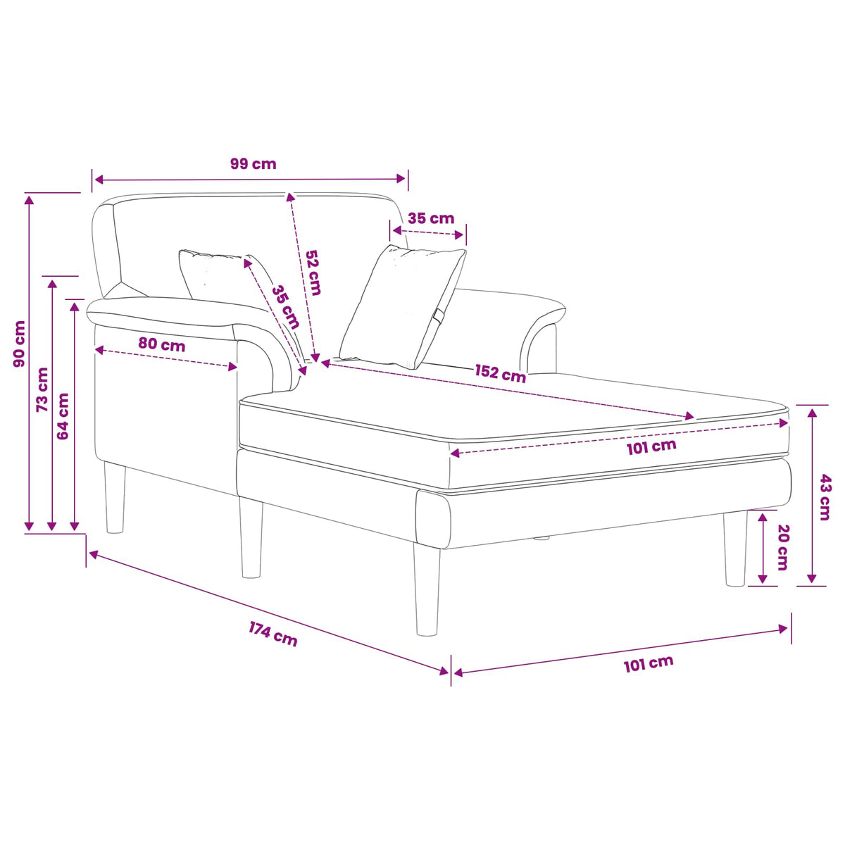 Chaise longue Lichtgrijs fluweel