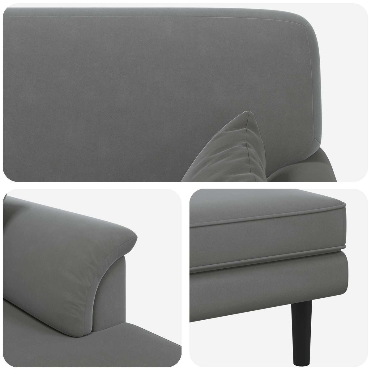 Chaise longue Donkergrijs fluweel