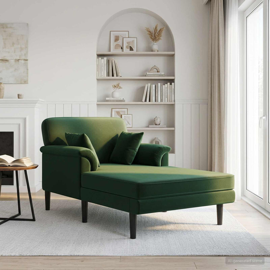 Chaise longue Donkergroen fluweel