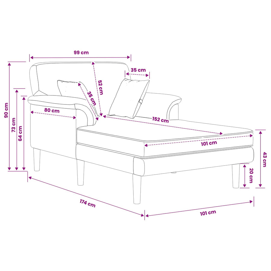 Chaise longue Donkergroen fluweel
