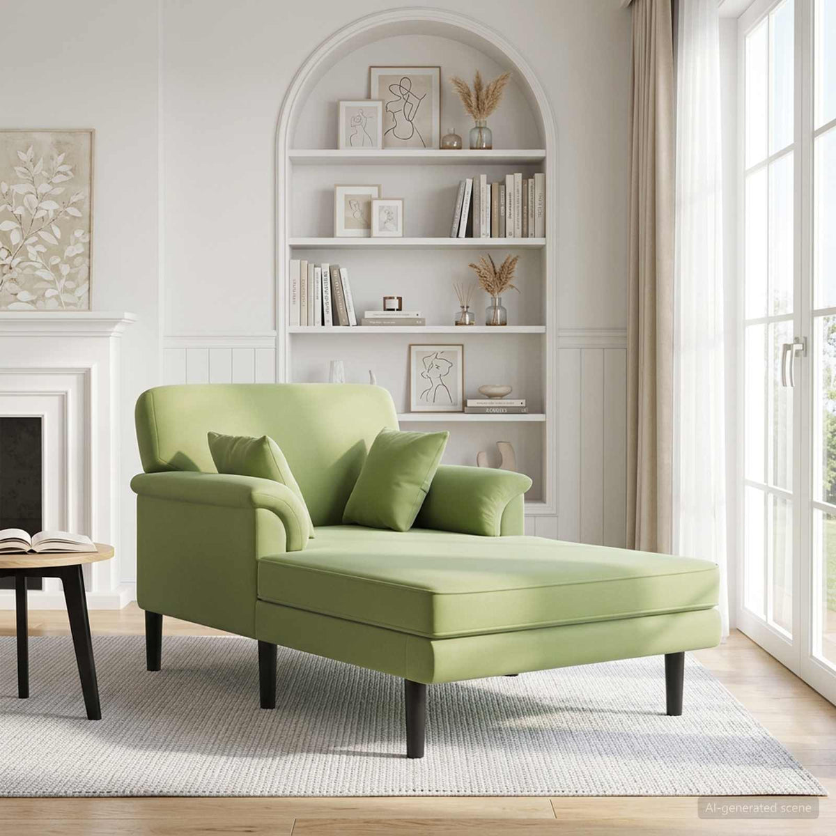 Chaise longue Lichtgroen fluweel